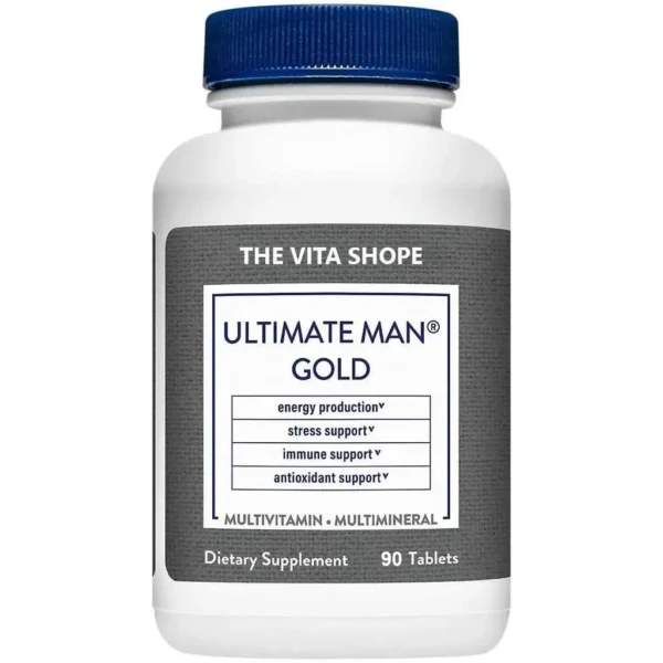 Ultimate Man Gold Multivitamin & Multimineral – Energy Production, Stress, Antioxidant, & Immune Support (90 Tablets)