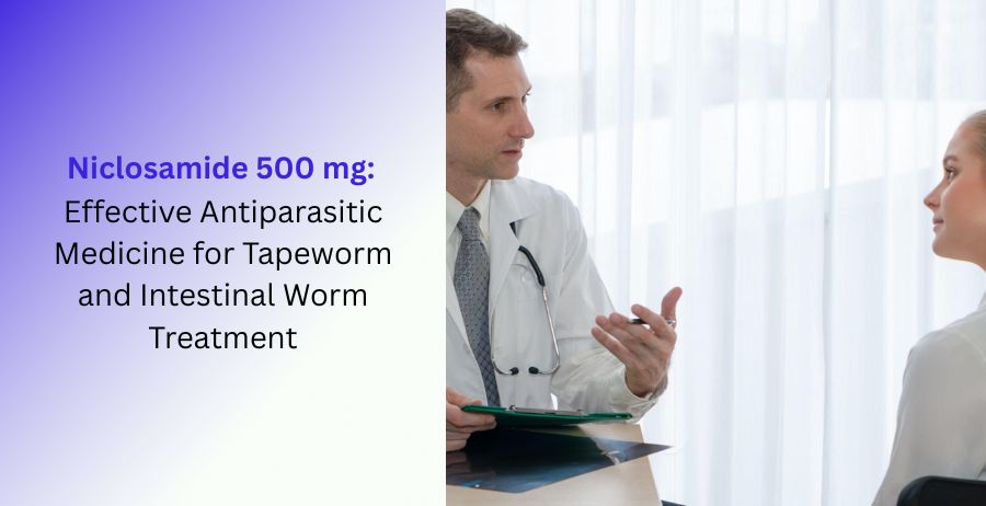 Niclosamide 500 mg tablets used for treatment of tapeworm and parasitic infections