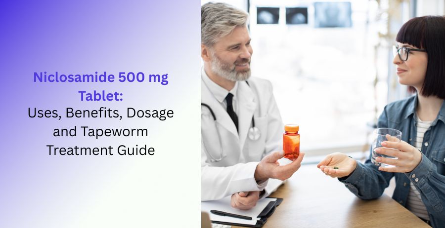 Niclosamide 500 mg tablet for tapeworm treatment and intestinal parasite management