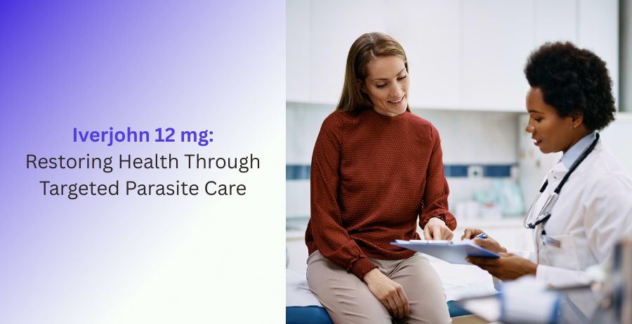 Iverjohn 12 mg tablets containing Ivermectin for prescription treatment of parasitic infections, with dosage guidance, benefits, safety precautions, side effects, and targeted parasite care.