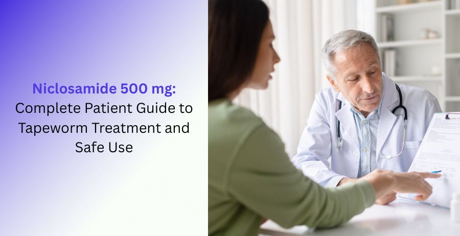 Niclosamide 500 mg tablets with a complete guide covering tapeworm treatment, dosage, benefits, side effects, safety precautions, and approved medical uses