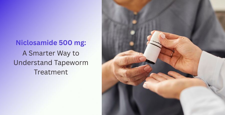 Niclosamide 500 mg prescription tablets used for tapeworm treatment with information on dosage, approved uses, safety precautions, side effects, and effective parasite care.