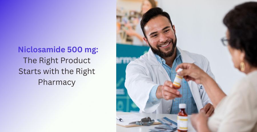 Niclosamide 500 mg prescription tablets with authentic packaging, trusted pharmacy verification, secure online ordering, and genuine medication buying guidance.