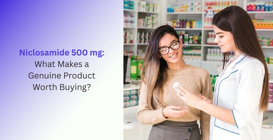 Niclosamide 500 mg prescription tablets with authentic packaging, trusted pharmacy verification, genuine medication quality checks, and safe purchasing guidance.
